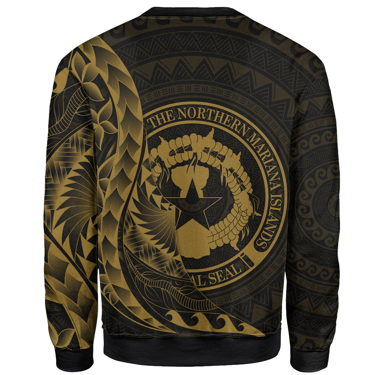 Northern Mariana Islands Sweatshirt - Custom Personalised Polynesian Pattern Style Gold Color - Polynesian Pride