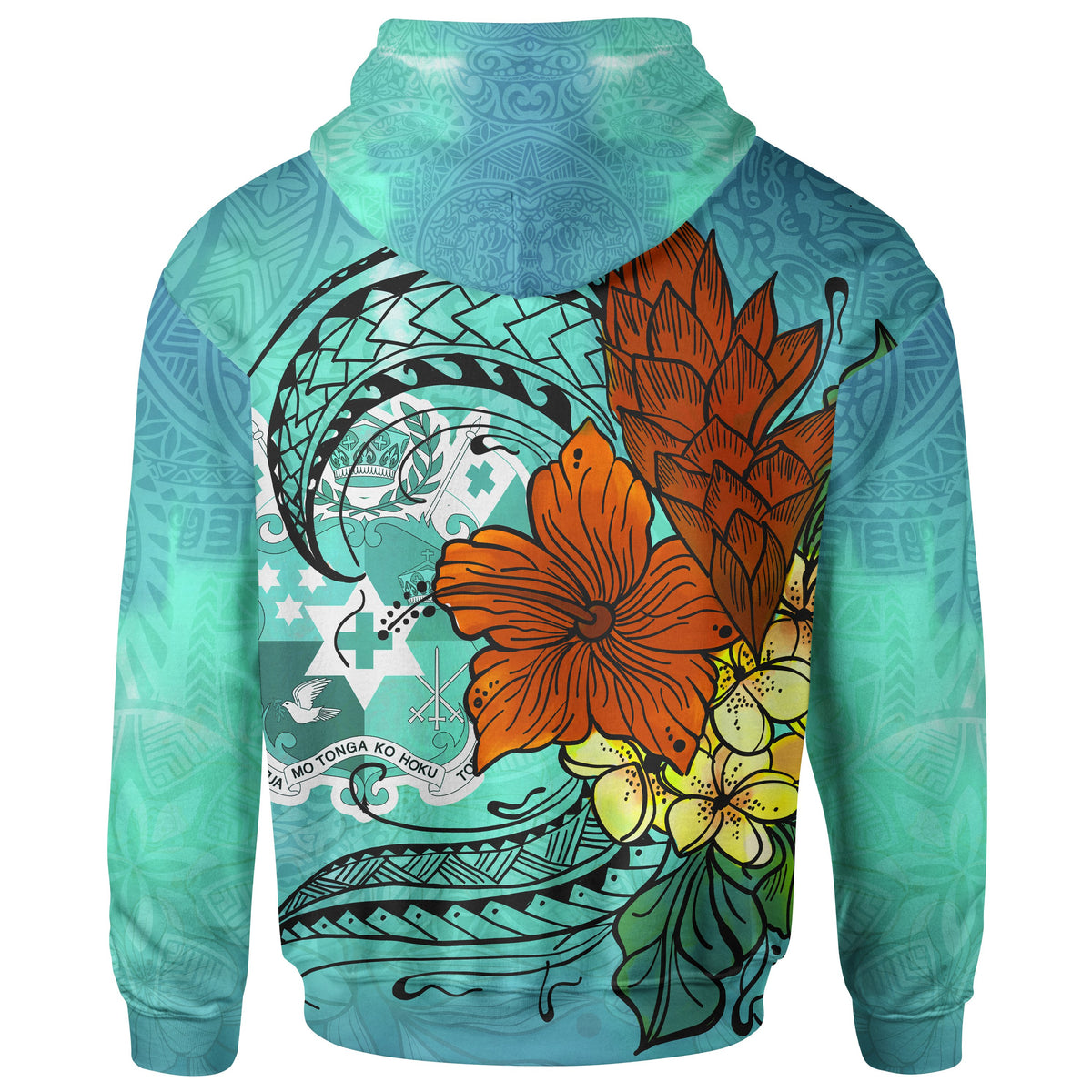 Tonga Zip Hoodie Tropical Flowers Style - Polynesian Pride
