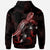 Vanuatu Polynesian Zip up Hoodie Turtle With Blooming Hibiscus Red - Polynesian Pride