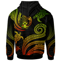 Solomon Islands Custom Zip Hoodie Polynesian Turtle With Pattern Reggae - Polynesian Pride
