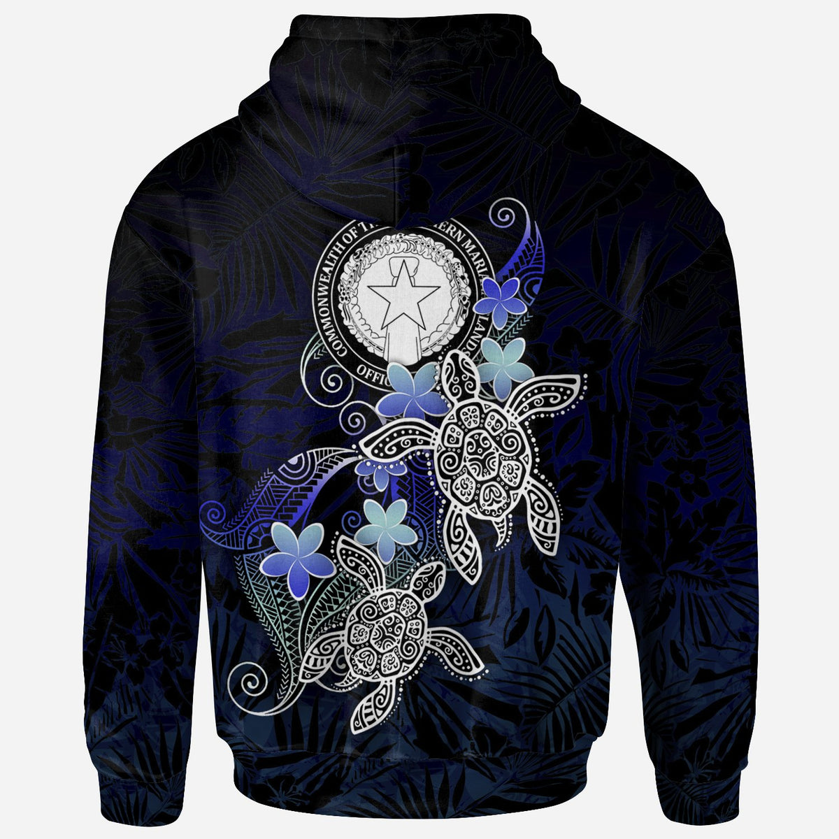 CNMI Polynesian Zip up Hoodie Blue Turtle Couple - Polynesian Pride