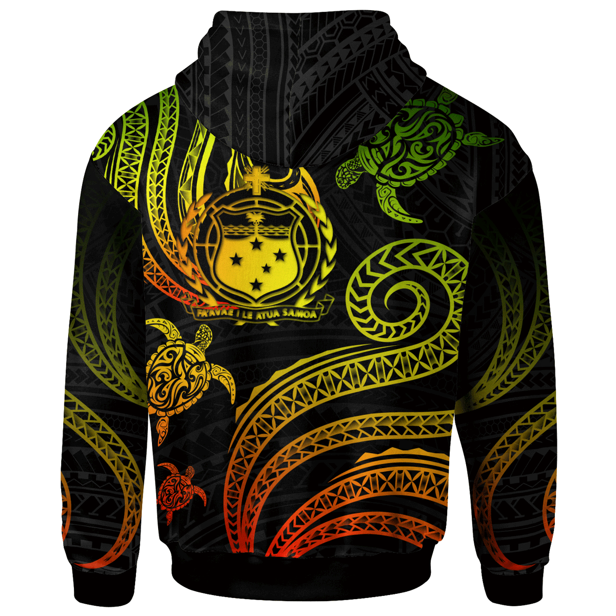 Samoa Zip Hoodie Polynesian Turtle With Pattern Reggae - Polynesian Pride