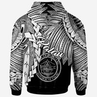 Palau Polynesian Custom Zip up Hoodie Tribal Wave Tattoo White - Polynesian Pride