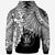 Niue Polynesian Custom Zip up Hoodie Tribal Wave Tattoo White - Polynesian Pride