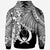 Pohnpei Polynesian Custom Zip up Hoodie Tribal Wave Tattoo White - Polynesian Pride