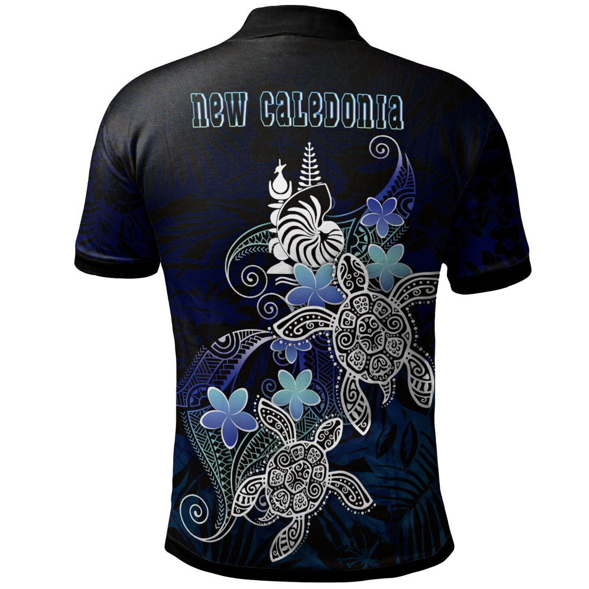 New Caledonia Polynesian Polo Shirt Blue Turtle Couple - Polynesian Pride