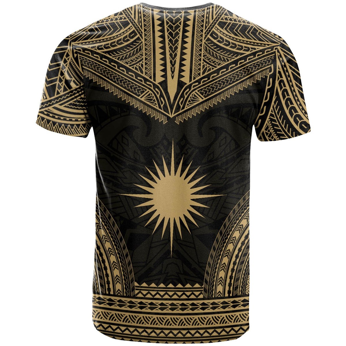 Marshall Islands Custom T Shirt Marshall Islands Flag Polynesian Chief Tattoo Gold Version - Polynesian Pride