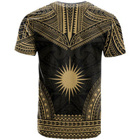 Marshall Islands Custom T Shirt Marshall Islands Flag Polynesian Chief Tattoo Gold Version - Polynesian Pride