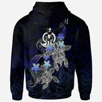 Vanuatu Polynesian Zip up Hoodie Blue Turtle Couple - Polynesian Pride