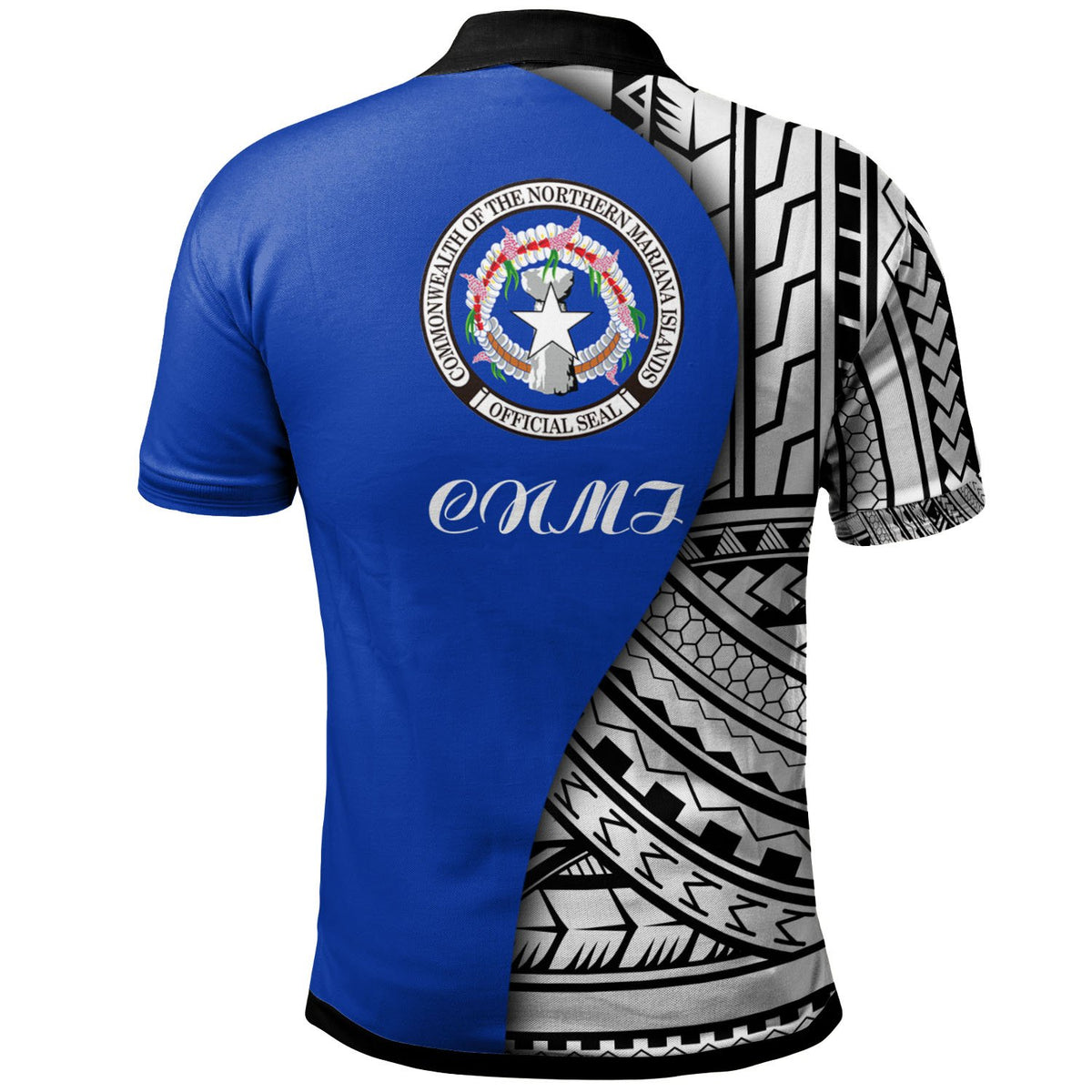 Northern Mariana Islands Polo Shirt Coat Of Arm and Polynesian Patterns - Polynesian Pride