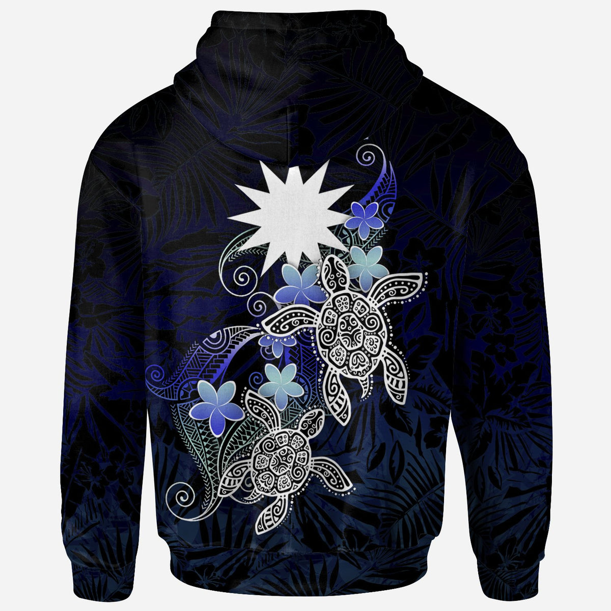 Nauru Polynesian Hoodie Blue Turtle Couple - Polynesian Pride