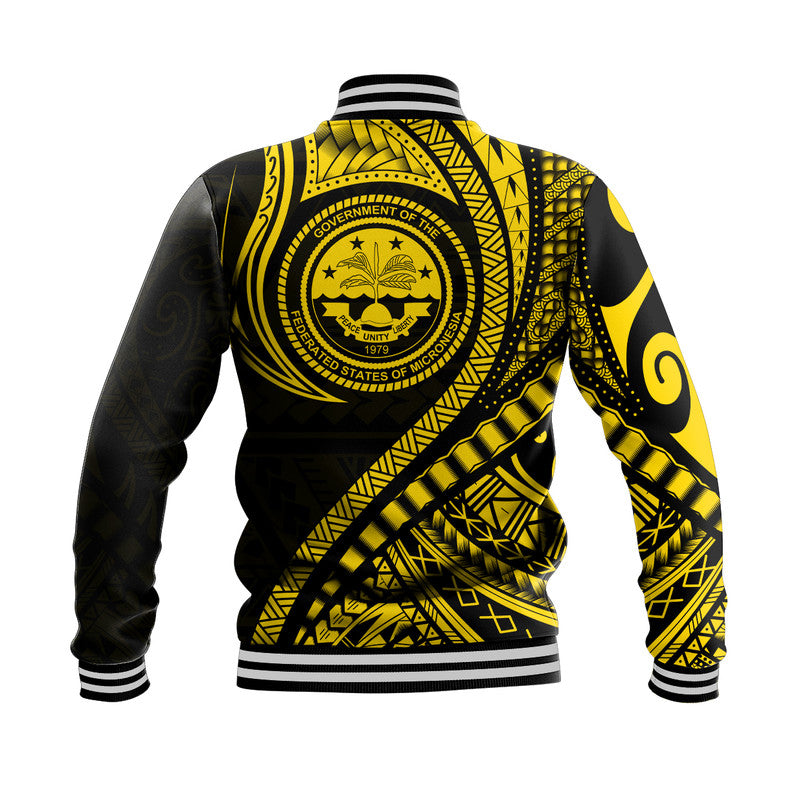 Federated States of Micronesia Baseball Jacket Gold Polynesian Wave Style LT9 - Polynesian Pride