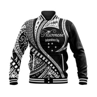 (Custom Personalised) Federated States of Micronesia Independence Day Baseball Jacket Black Polynesian Wave Style LT9 Unisex Black - Polynesian Pride