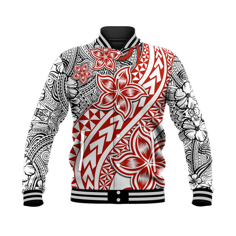 Traditional Polynesian Tribal Tattoo Retro Baseball Jacket Red LT9 Unisex Red - Polynesian Pride