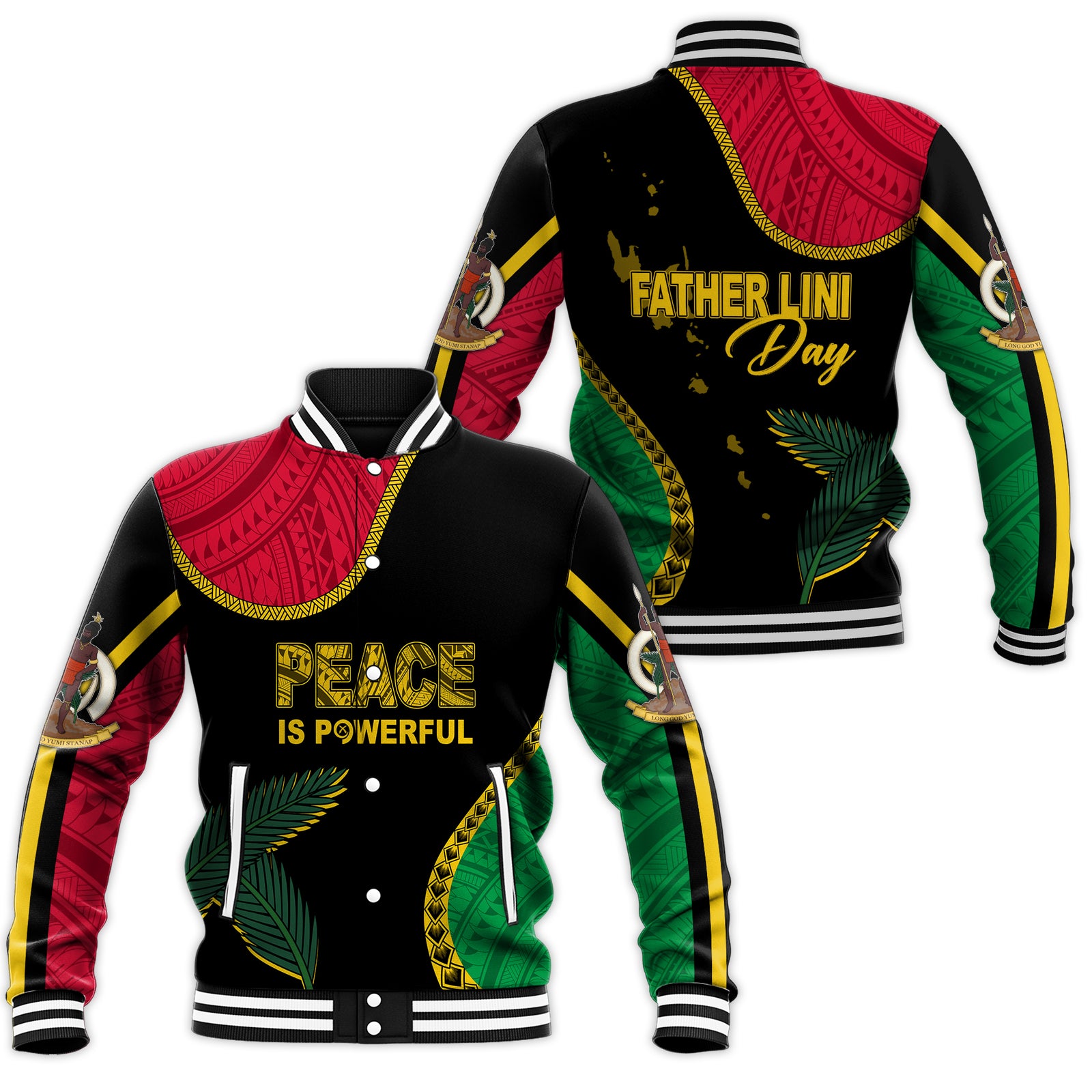 Vanuatu Father Lini Day Baseball Jacket Simple Style LT7 - Polynesian Pride