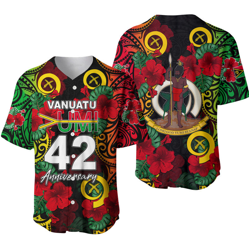 Vanuatu Yumi 42 Baseball Jersey LT6 Black - Polynesian Pride