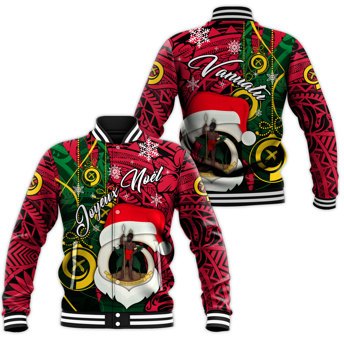 Vanuatu Christmas - Joyeux Nol Santas God Yumi Baseball Jacket - LT2 Unisex PURPLE - Polynesian Pride