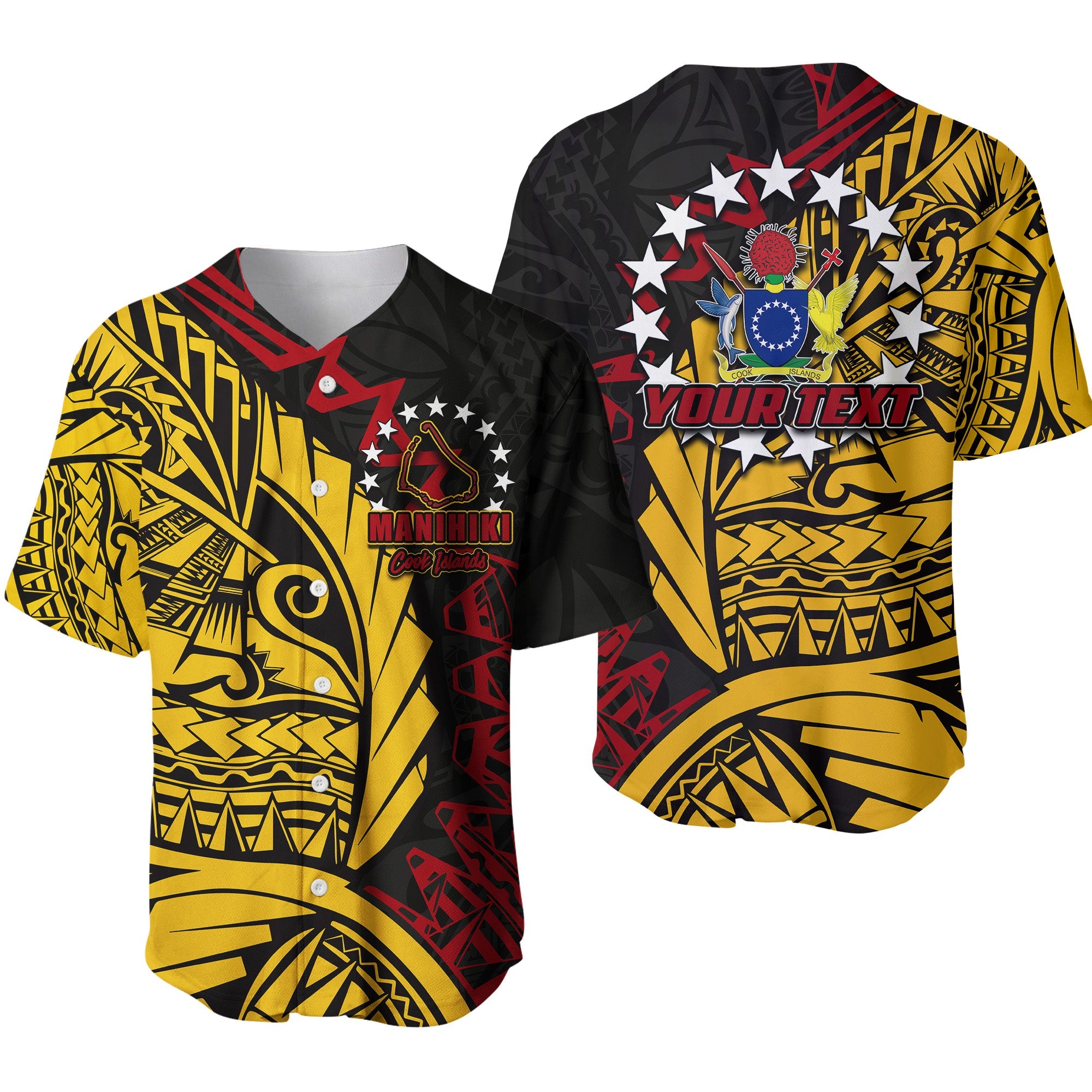 (Custom Personalised)Cook Islands Baseball Jersey Manihiki Polynesian Style LT6 Unisex Black - Polynesian Pride