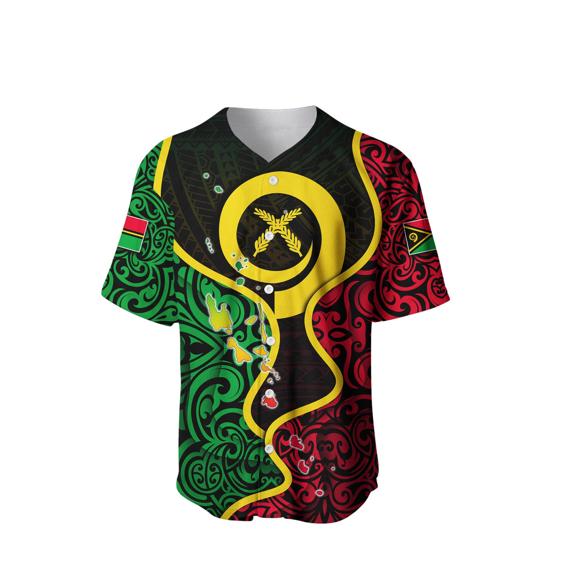 (Custom Personalised) Vanuatu Baseball Jersey Flag Special Style LT6 - Polynesian Pride