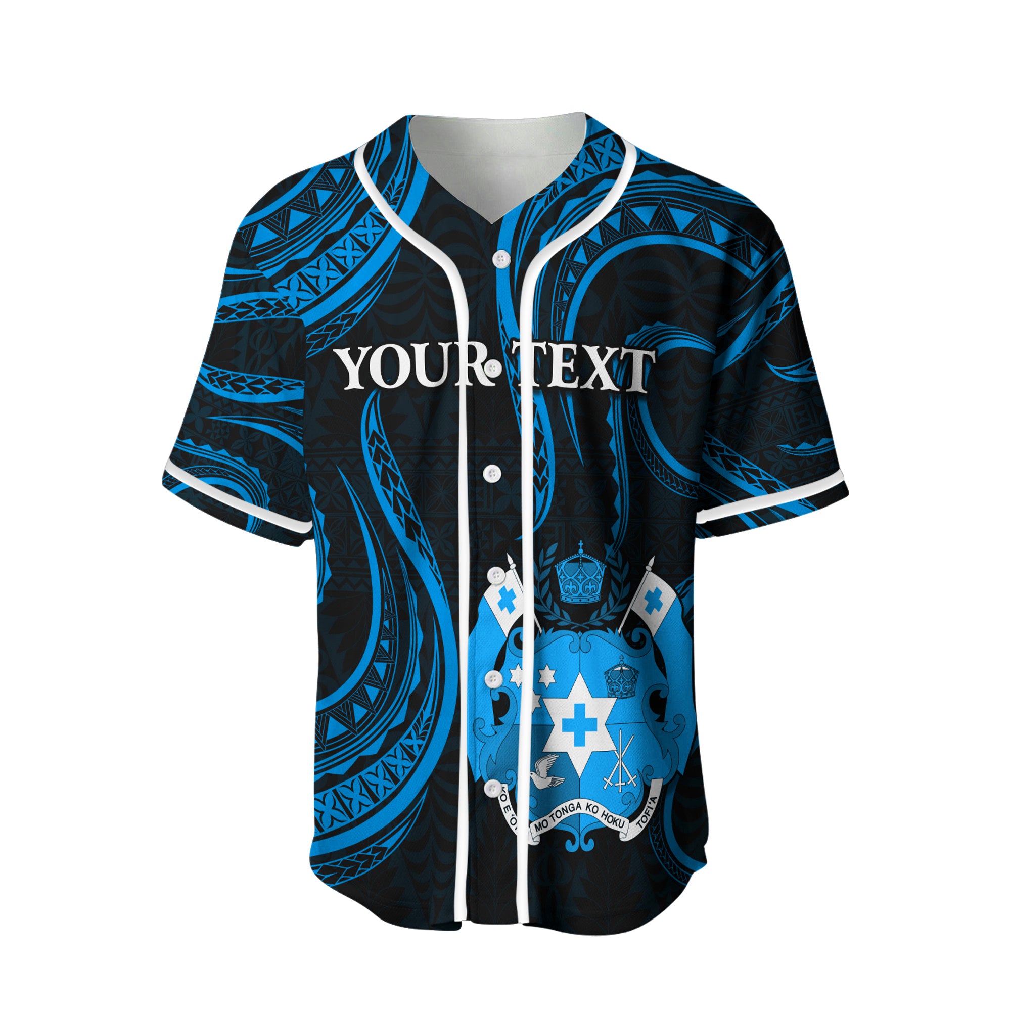 (Custom Personalised) Tonga Pattern Baseball Jersey Always Proud Version Blue LT13 - Polynesian Pride