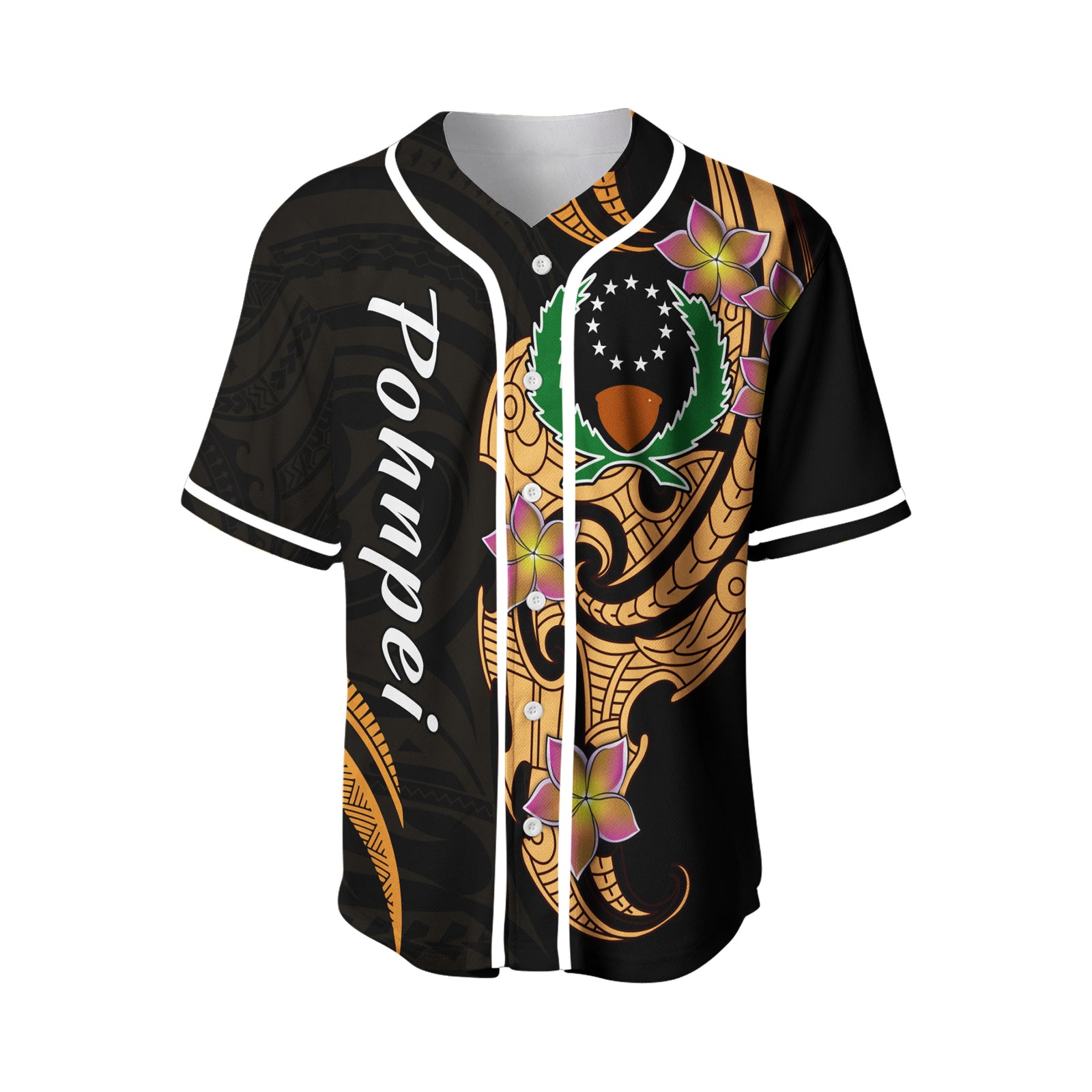 Pohnpei Simple Baseball Jersey Tropical Flowers LT13 - Polynesian Pride