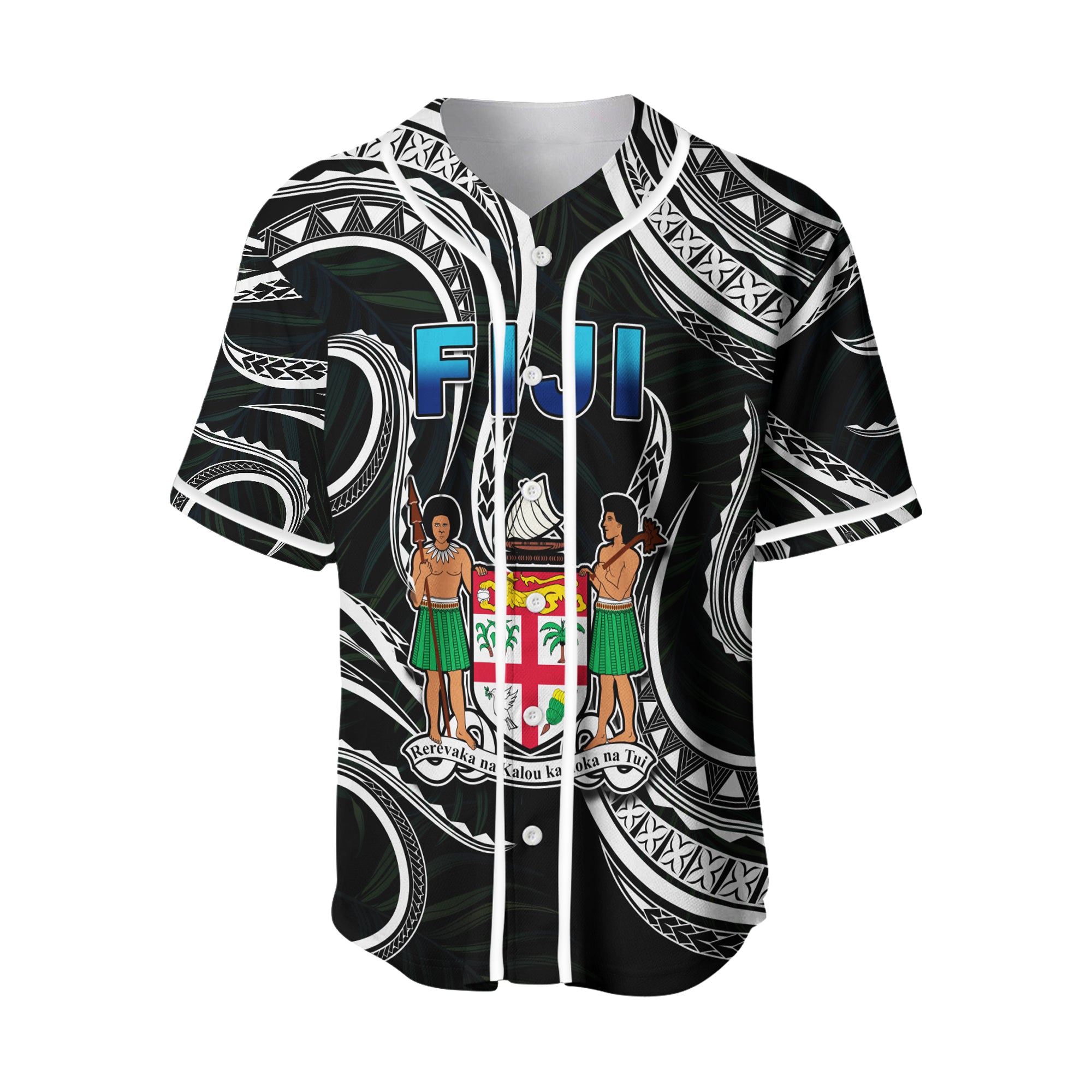 Fiji Coat of Arms Baseball Jersey Polynesian mix Coconut Pattern LT13 - Polynesian Pride