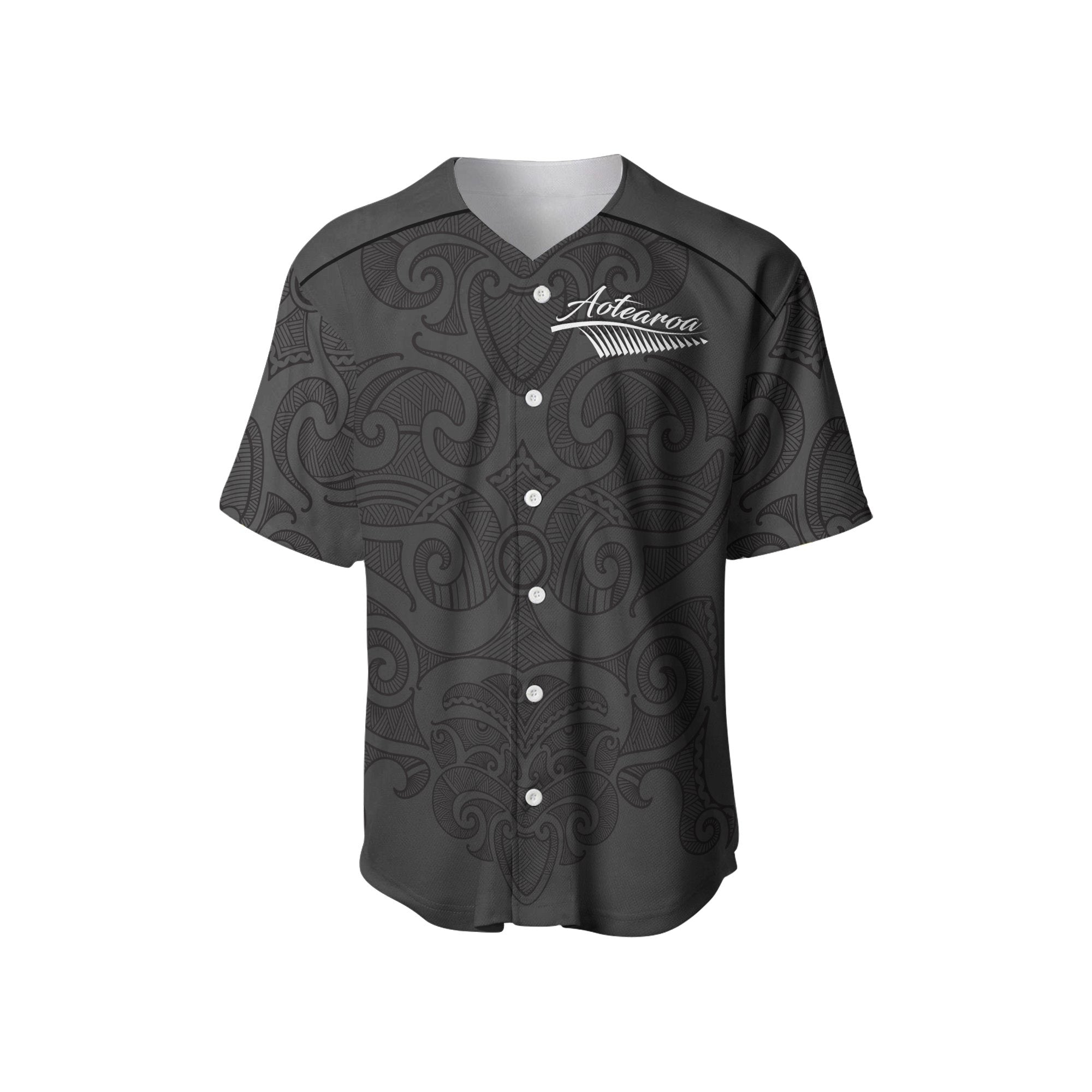 Maori 2021 Baseball Jersey - Aotearoa Tattoo LT13 Gray - Polynesian Pride