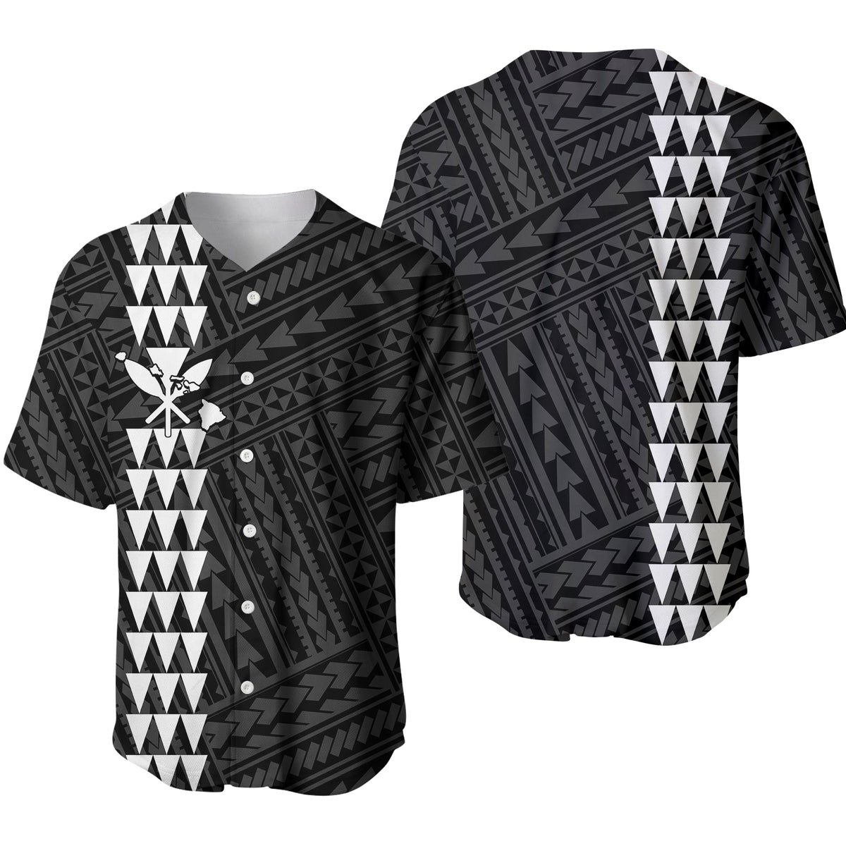 Hawaiian Kakau Baseball Jersey Simple Style Full Color LT6 White - Polynesian Pride