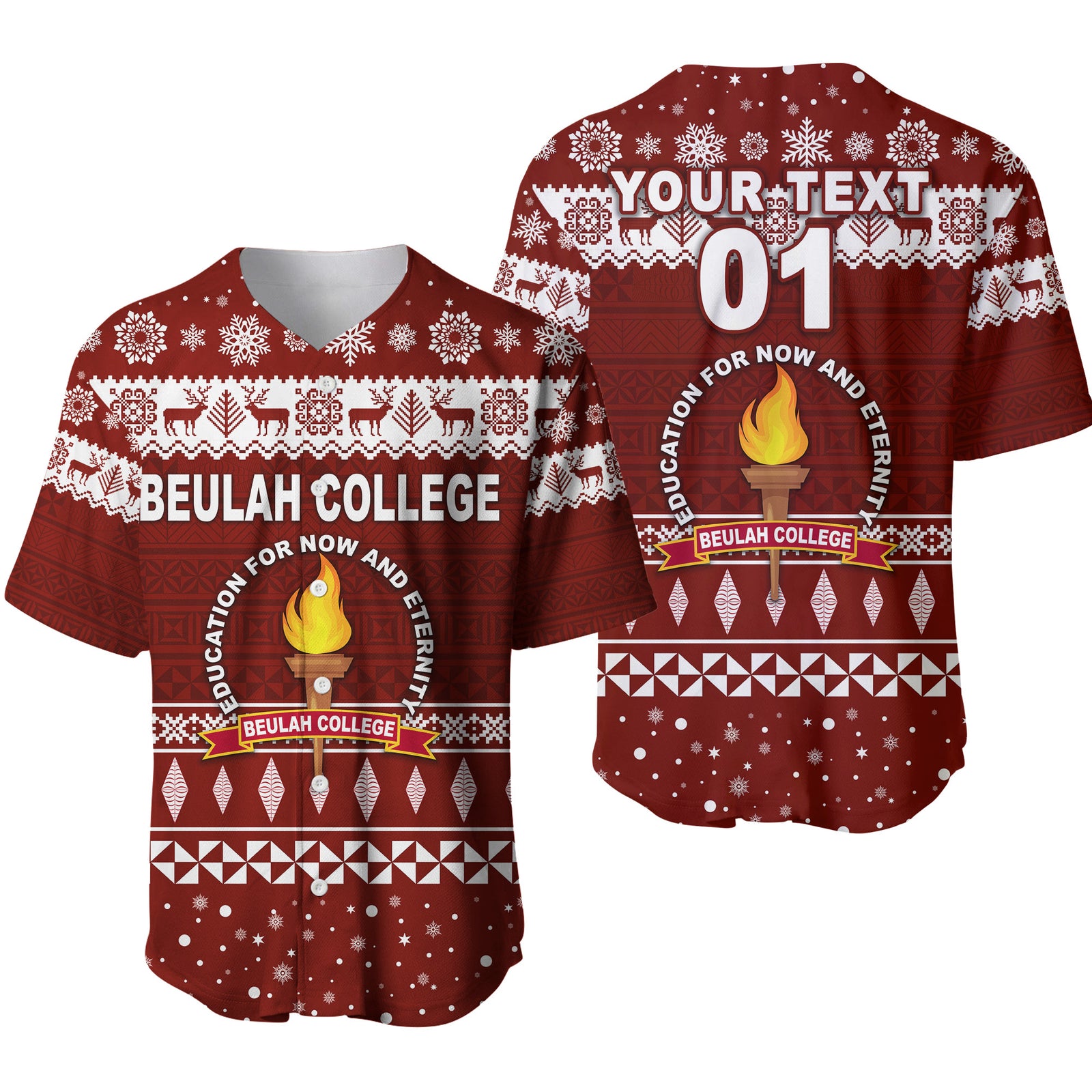 (Custom Personalised) Tonga Beulah College Christmas Baseball Jersey Simple Style LT8 - Polynesian Pride