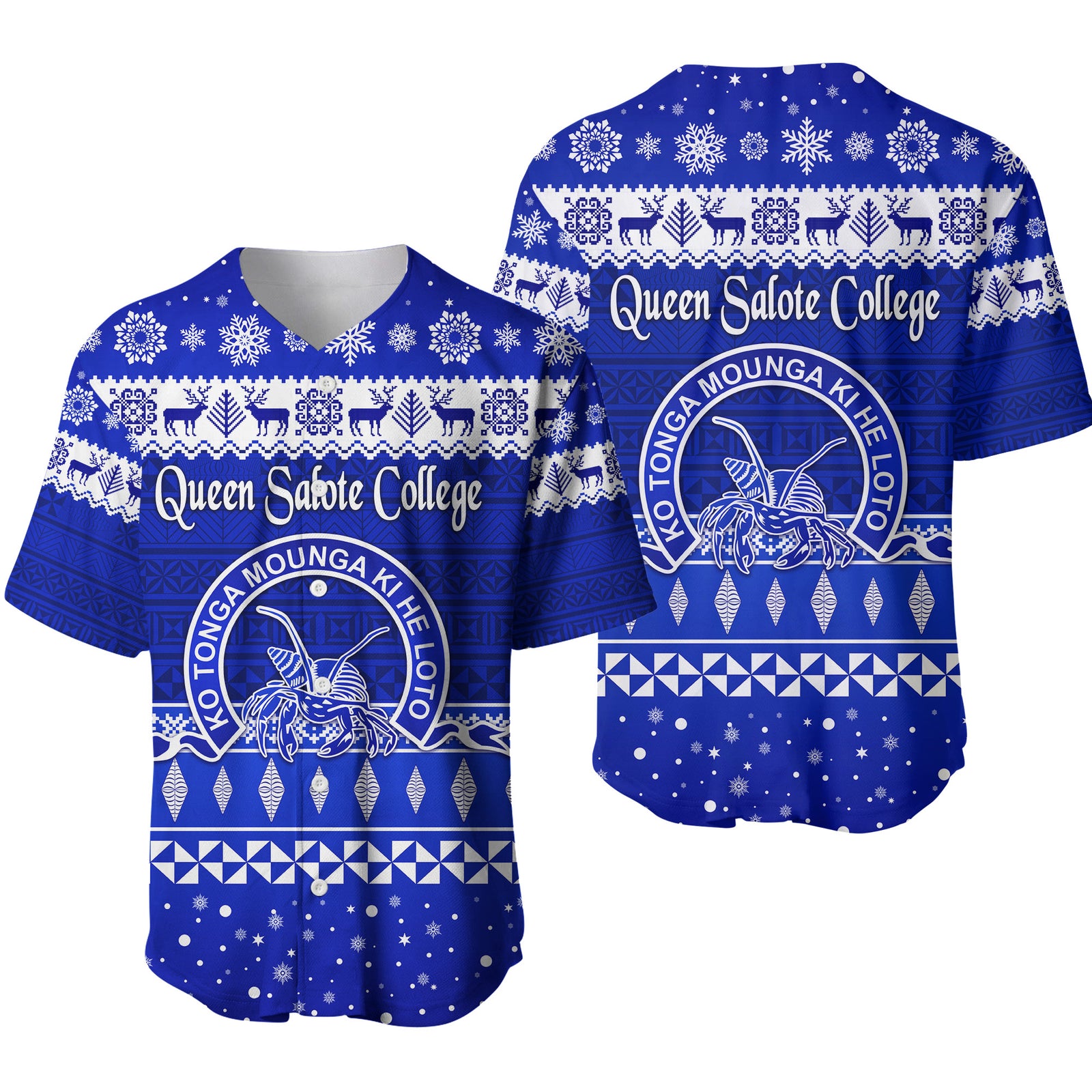 Queen Salote College Christmas Baseball Jersey Simple Style LT8 - Polynesian Pride