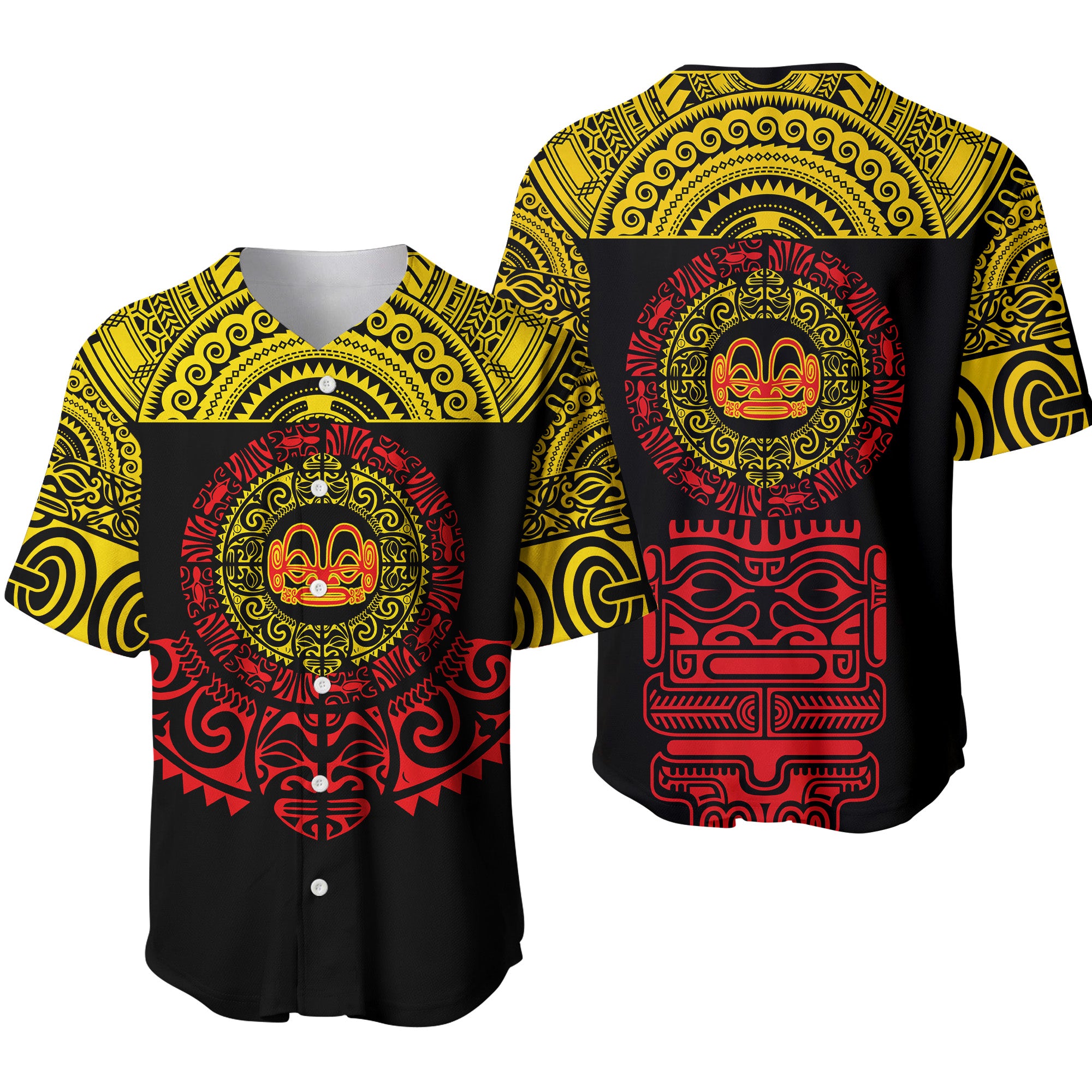 Marquesas Islands Baseball Jersey Marquesan Tattoo Simplified Version - Yellow LT8 - Polynesian Pride