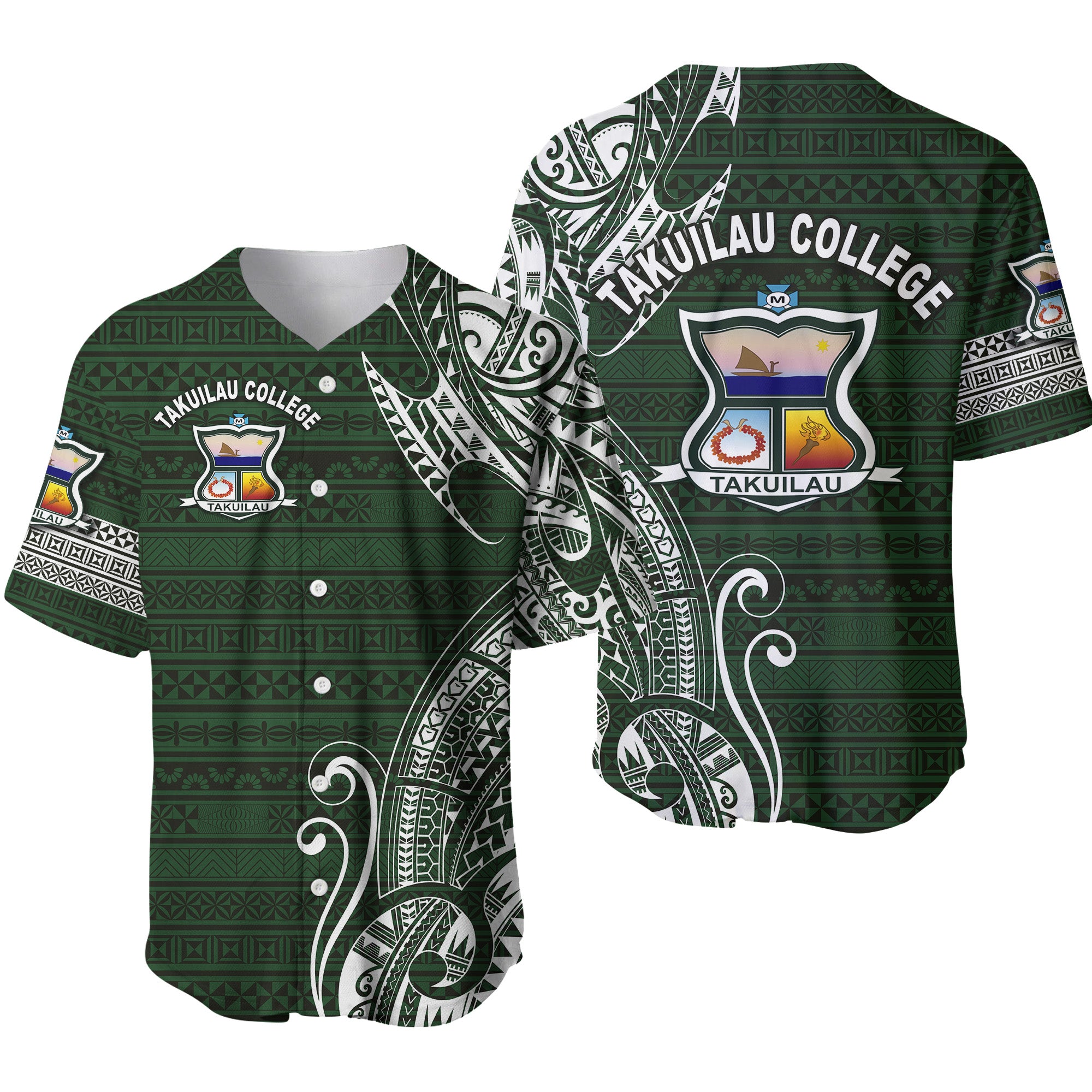 Tonga Takuilau College Baseball Jersey Simple Vibes LT8 Unisex Green - Polynesian Pride