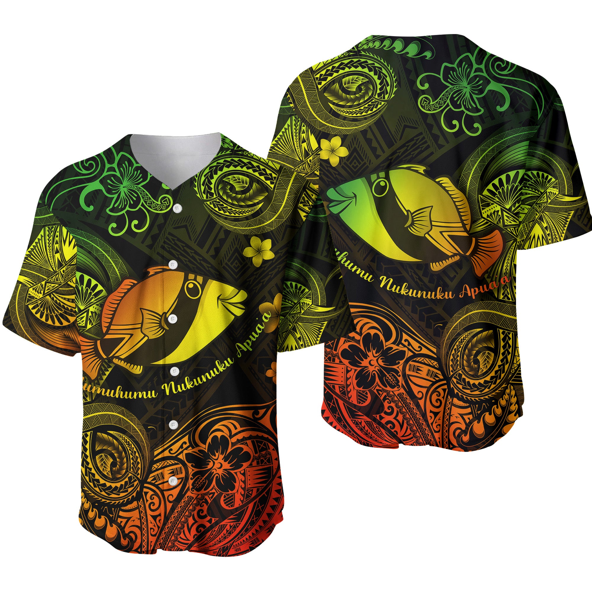 Hawaii State Fish: Humuhumu Nukunuku Apua'a Polynesian Baseball Jersey Unique Style - Reggae LT8 - Polynesian Pride