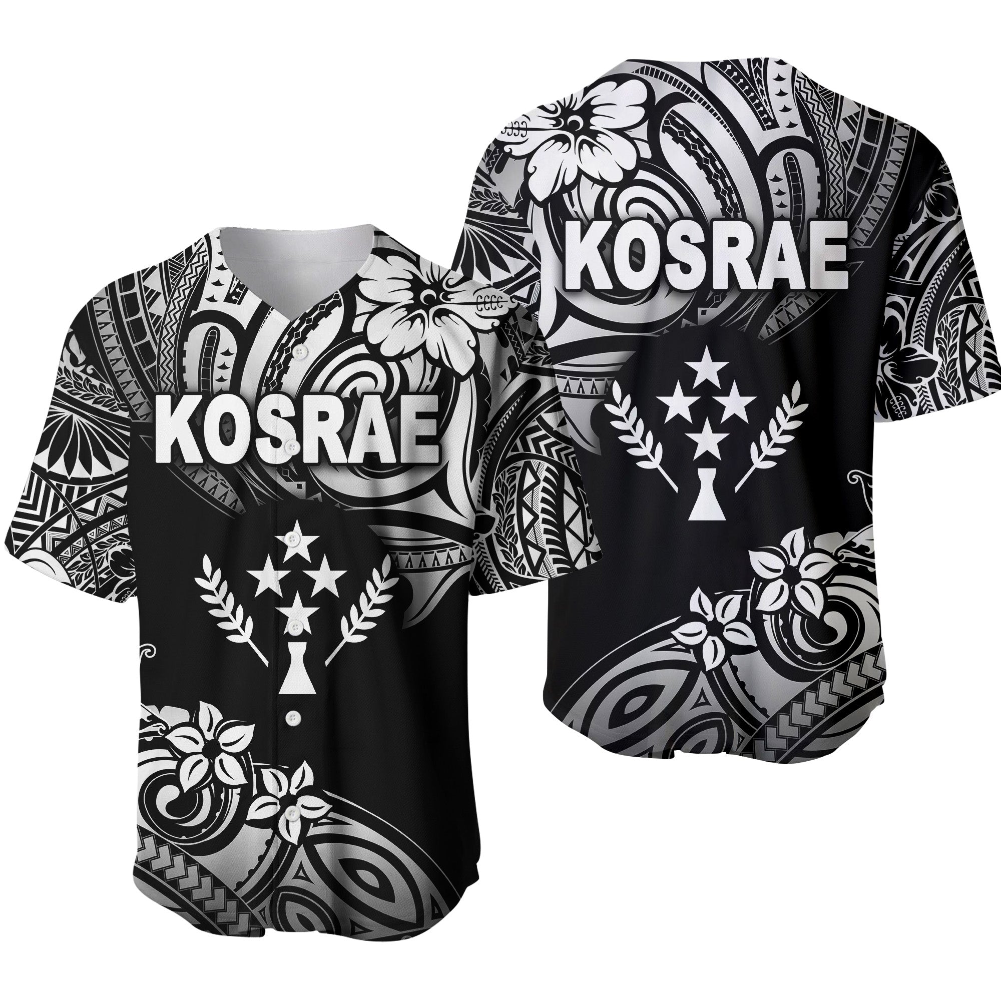 FSM Kosrae Baseball Jersey Unique Vibes - Black LT8 Unisex Black - Polynesian Pride