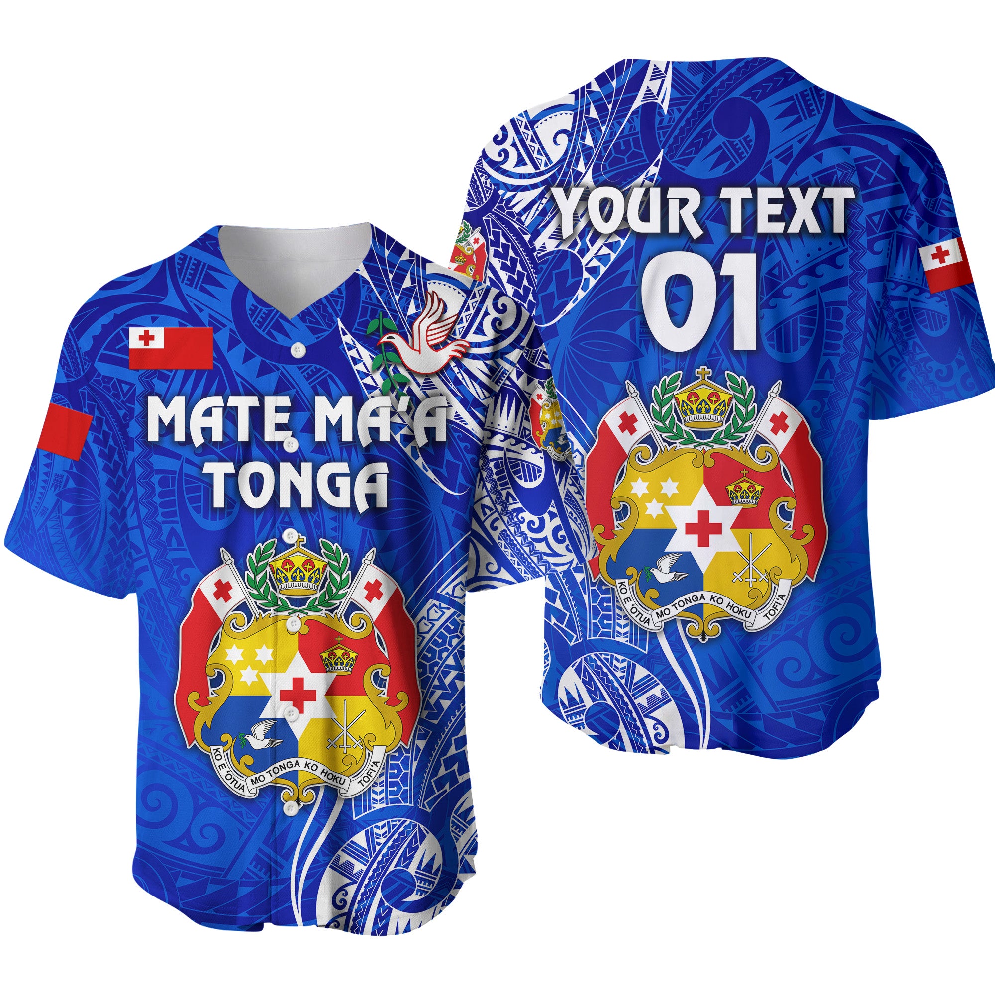 (Custom Personalised) Tonga Coat Of Arms Baseball Jersey Simple Vibes - Blue, Custom Text And Number LT8 - Polynesian Pride