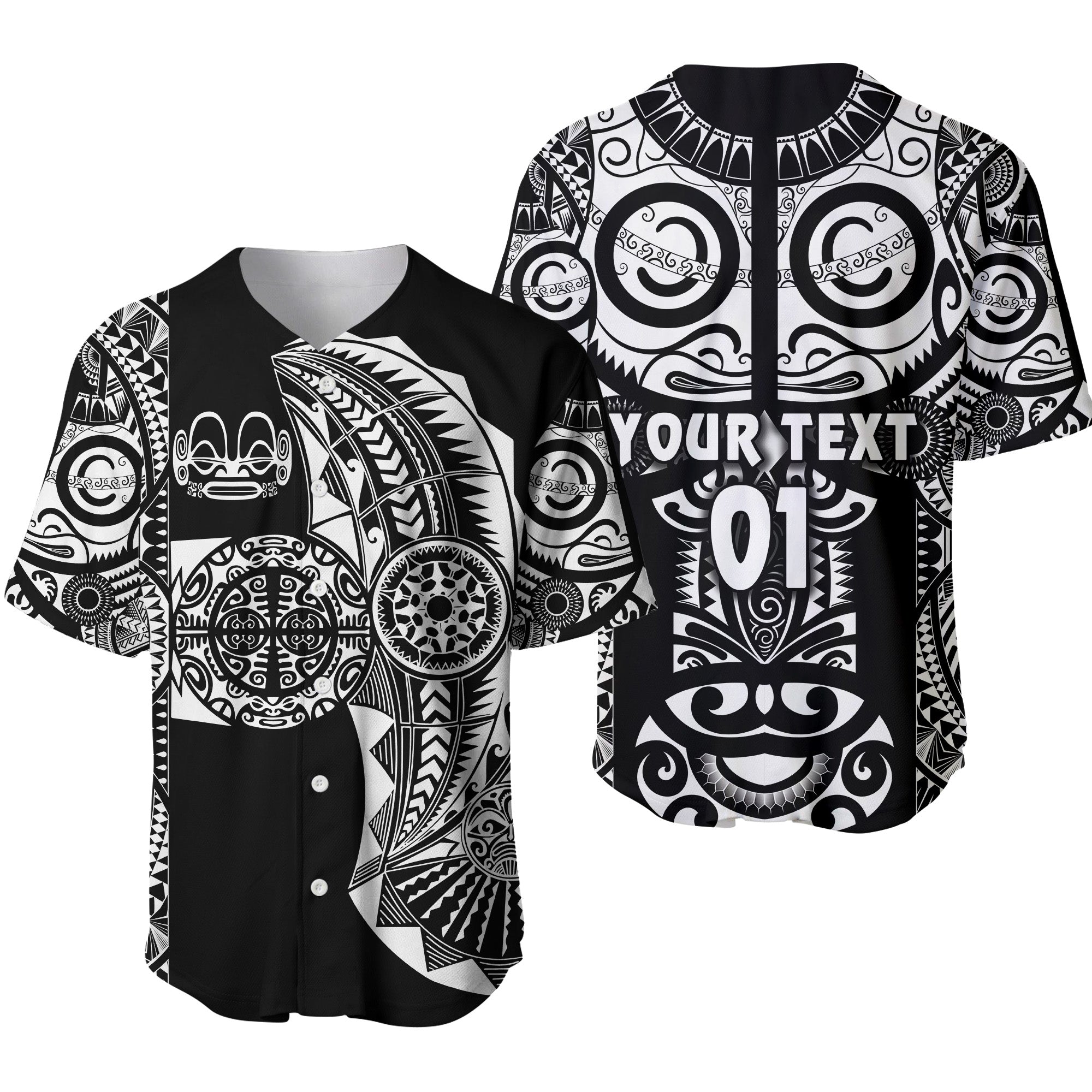 (Custom Personalised) Marquesas Islands Baseball Jersey Marquesan Tattoo Original Style - Black LT8 - Polynesian Pride