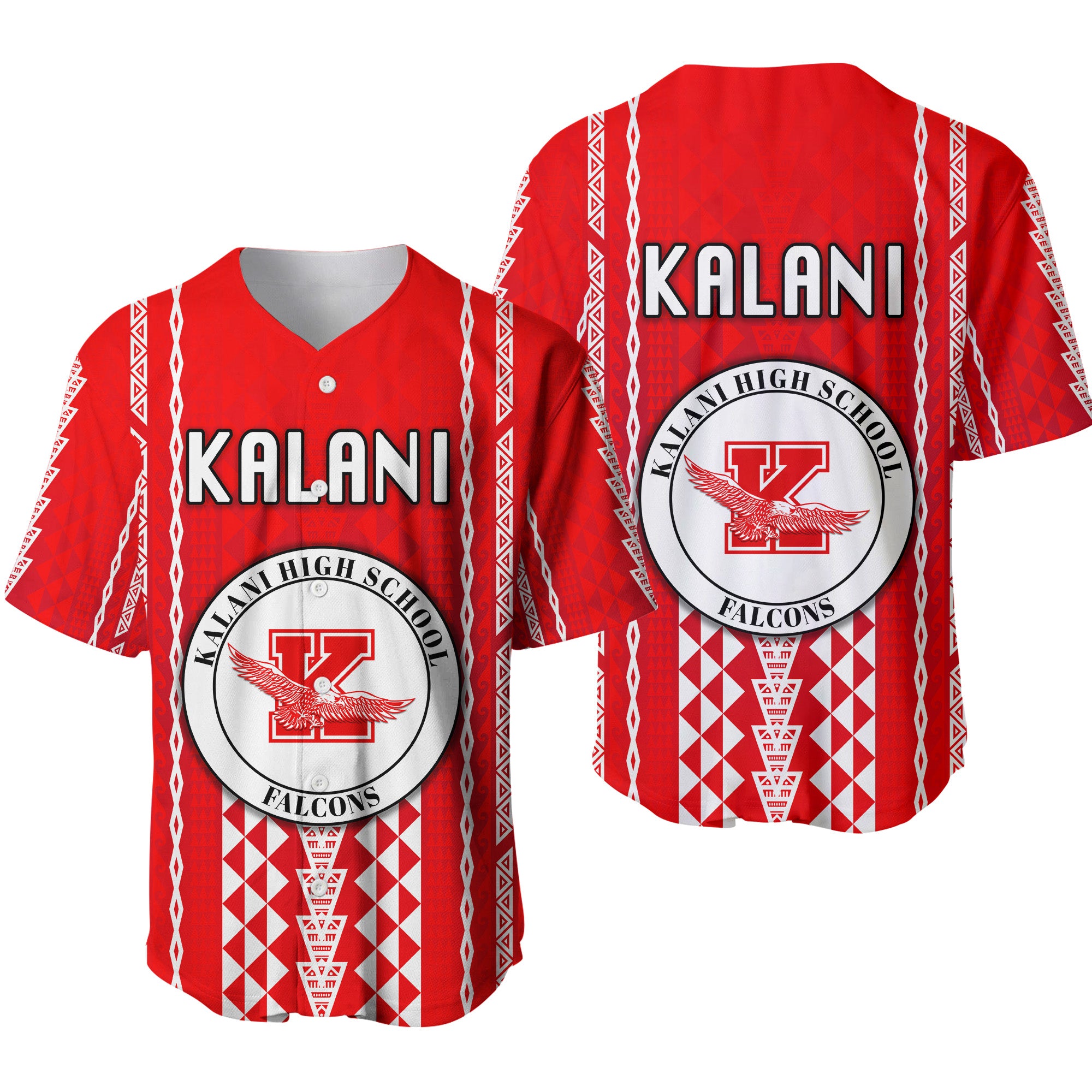 Hawaii Kalani High School Baseball Jersey Falcons Simple Style LT8 Red - Polynesian Pride