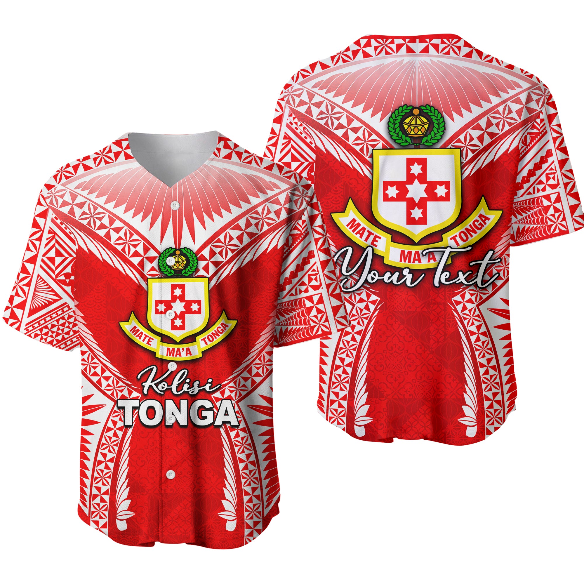 (Custom Personalised)Kolisi Tonga Baseball Jersey Red Style LT6 - Polynesian Pride