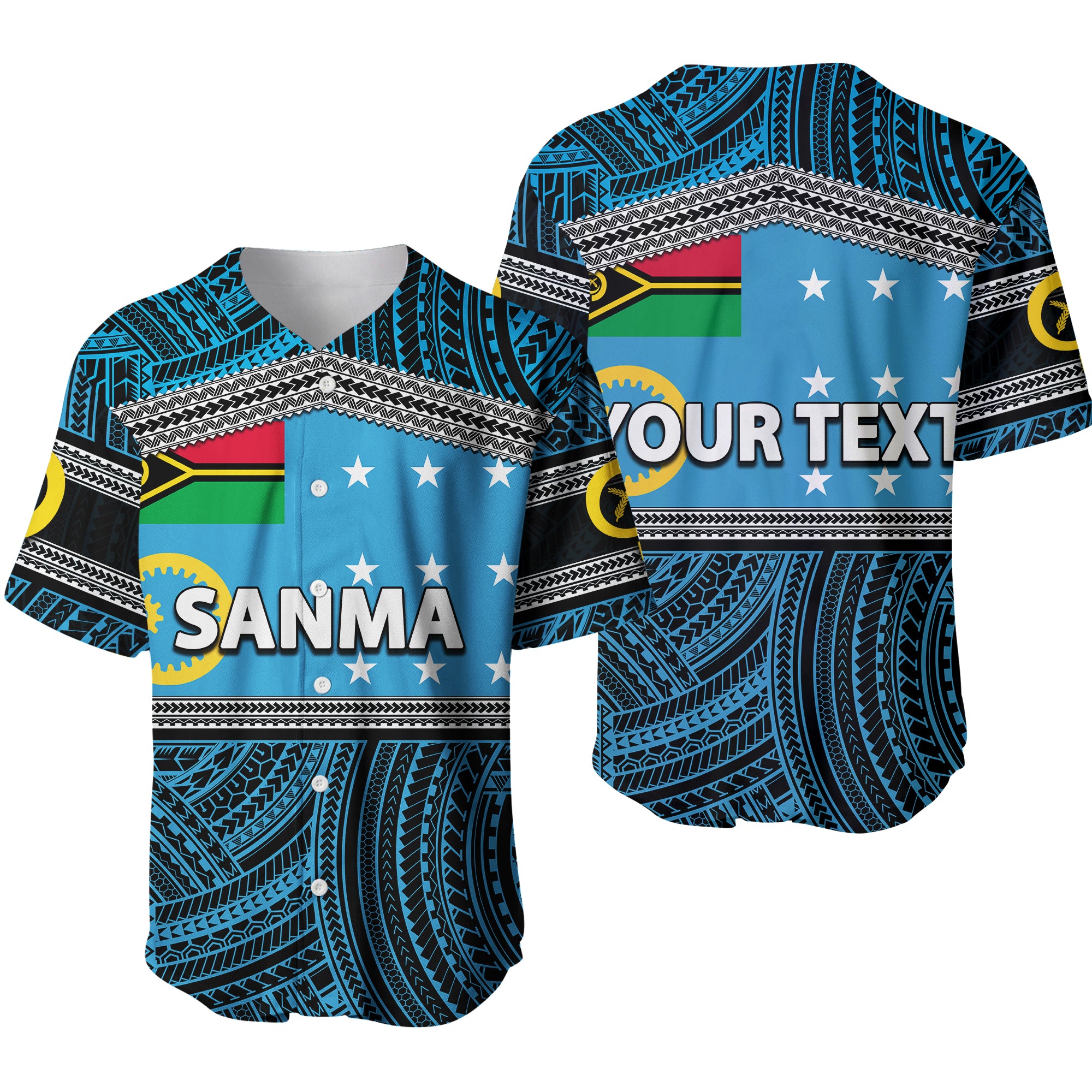 (Custom Personalised) Sanma Province Baseball Jersey Of Vanuatu Polynesian Patterns LT6 - Polynesian Pride