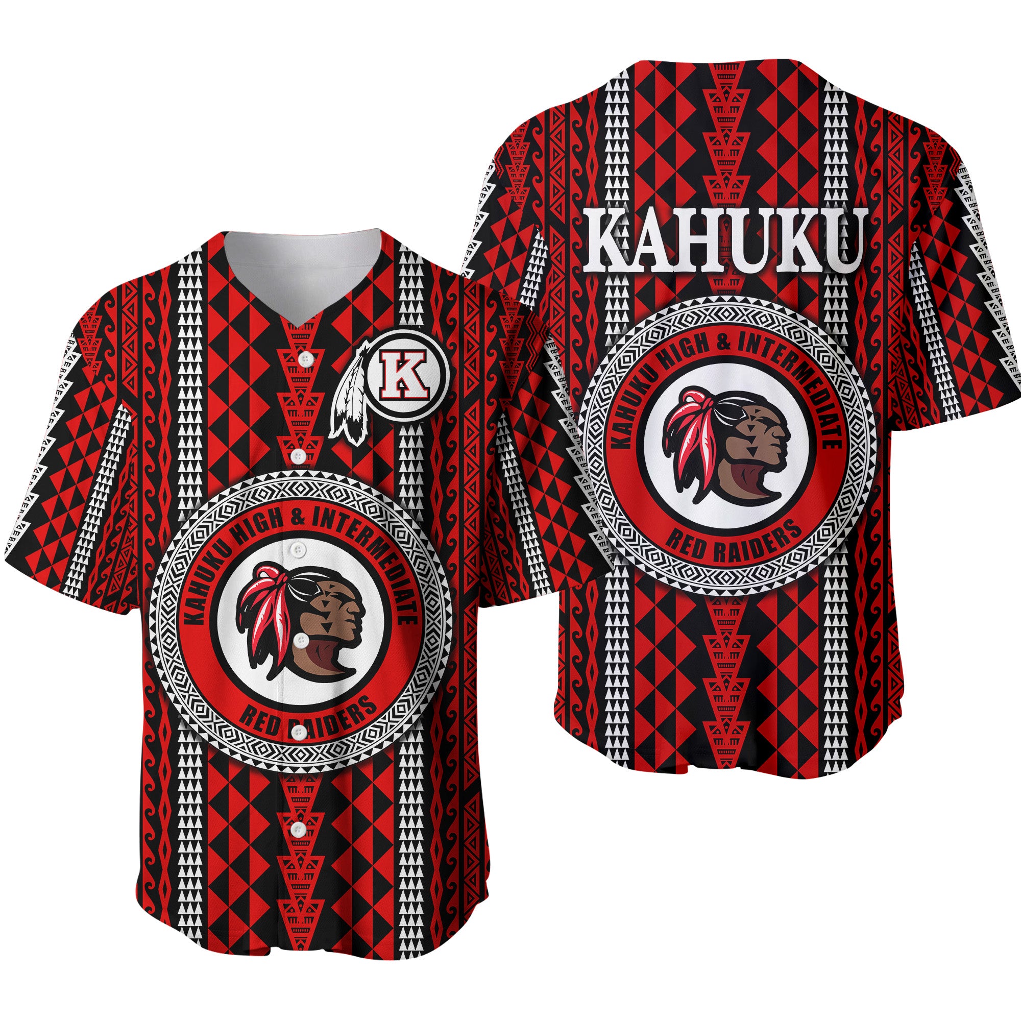 Hawaii Kahuku School Baseball Jersey Kahuku High School Simple Style LT8 Red - Polynesian Pride