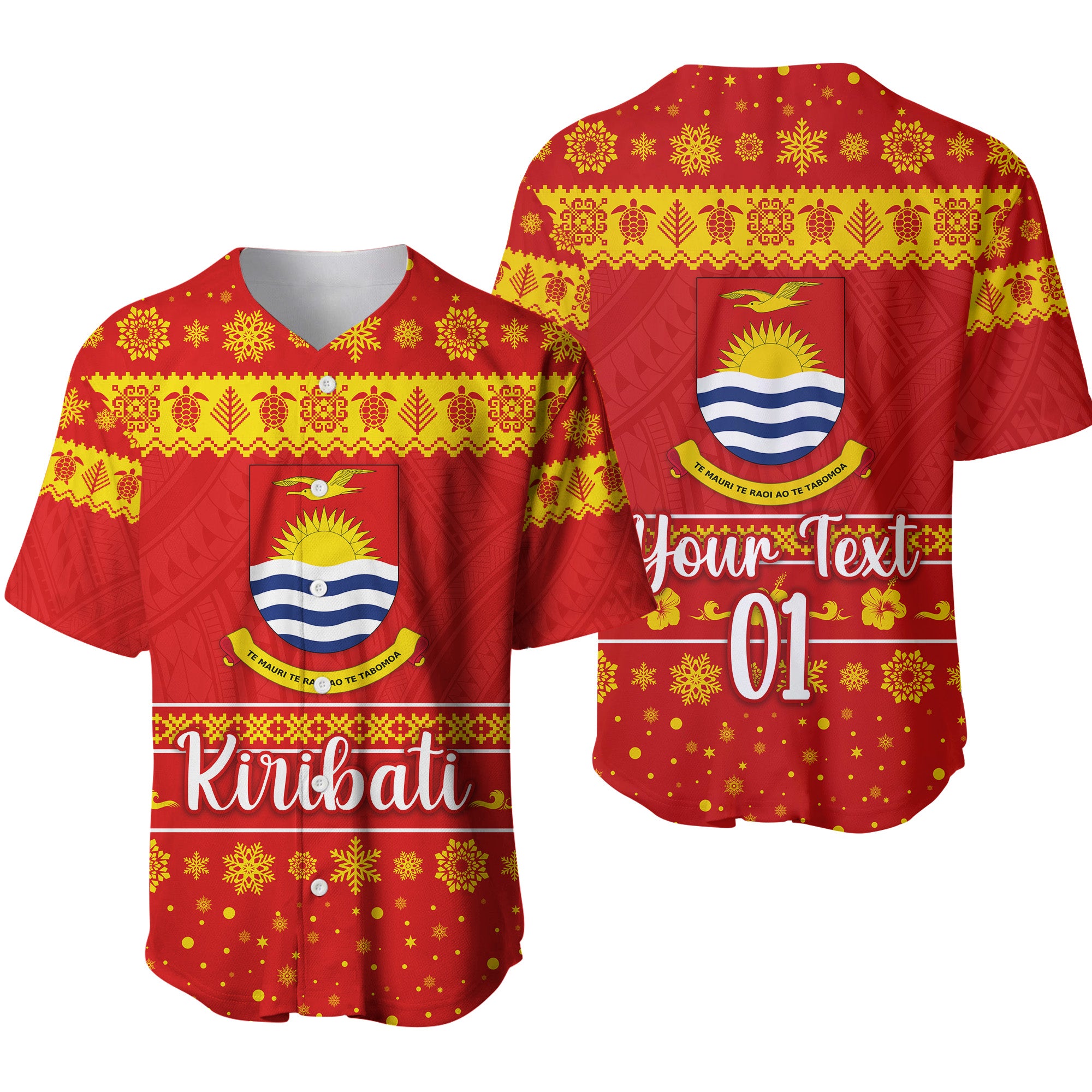 (Custom Personalised) Kiribati Christmas Baseball Jersey Simple Style LT8 - Polynesian Pride