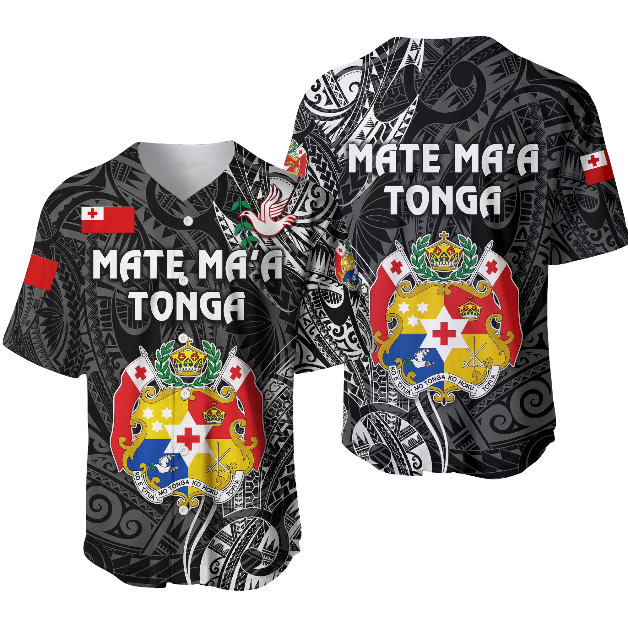 Tonga Coat Of Arms Baseball Jersey Simple Vibes - Black LT8 - Polynesian Pride