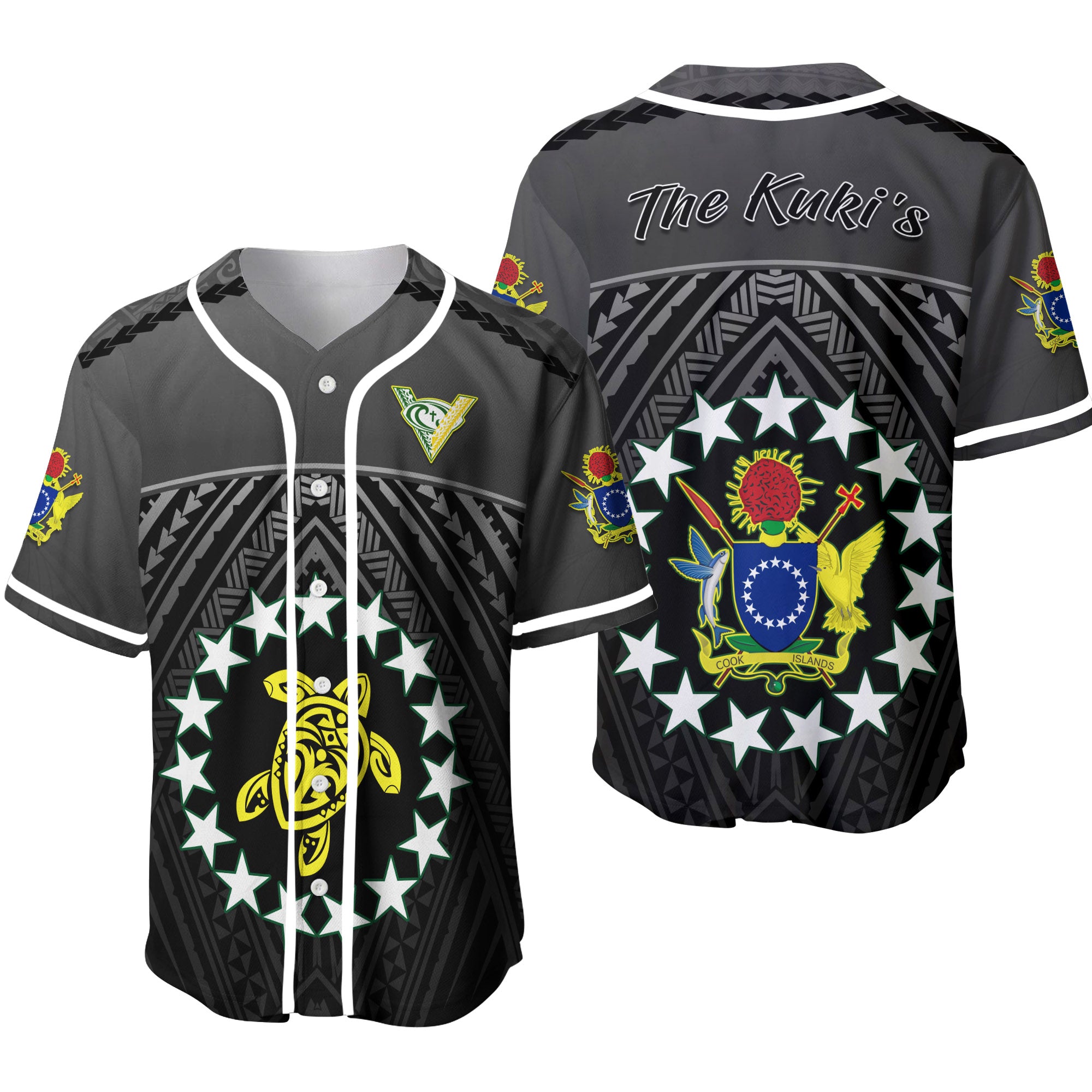 The Kuki's Baseball Jersey Cook Islands Rugby Black LT13 - Polynesian Pride