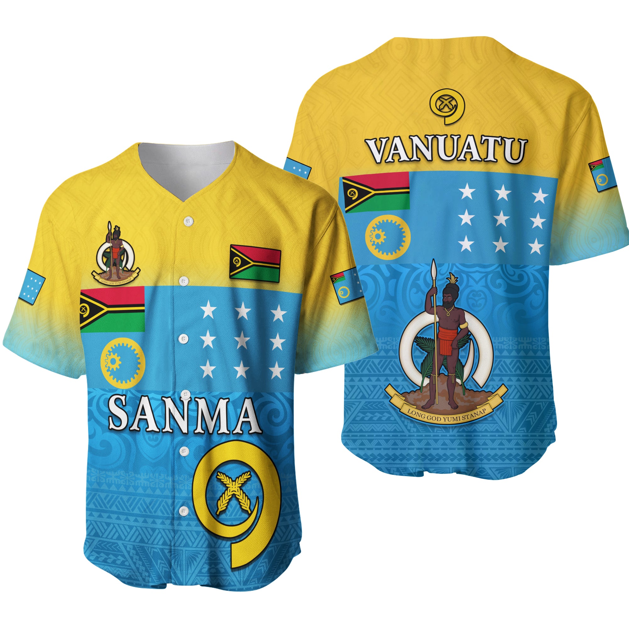 Sanma Province Baseball Jersey Vanuatu Proud LT13 Unisex Blue - Polynesian Pride