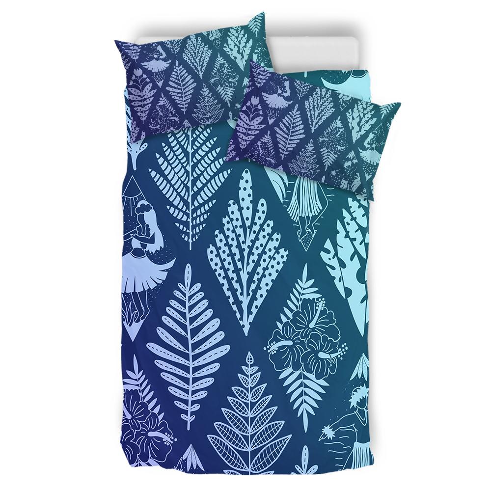 Hawaii Hula Girls Hibiscus Tropical Bedding Set - Gradient Style - AH - Polynesian Pride