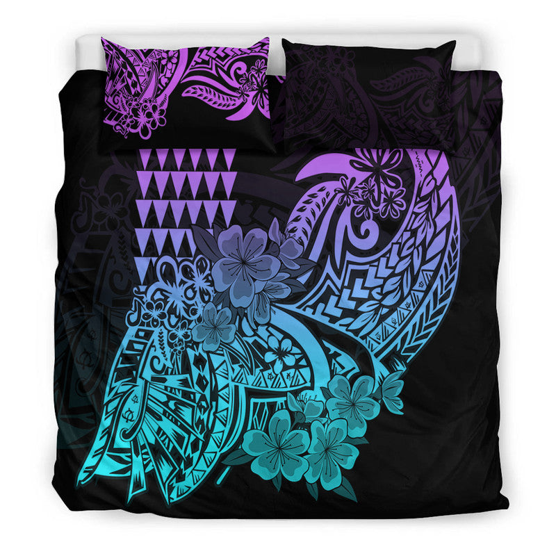 Hawaii Kakau Bedding Set Polynesian Floral Tribal Heliotrope Version LT9 - Polynesian Pride