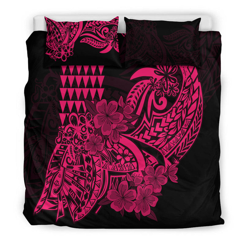 Hawaii Kakau Bedding Set Polynesian Floral Tribal Pink Version LT9 - Polynesian Pride