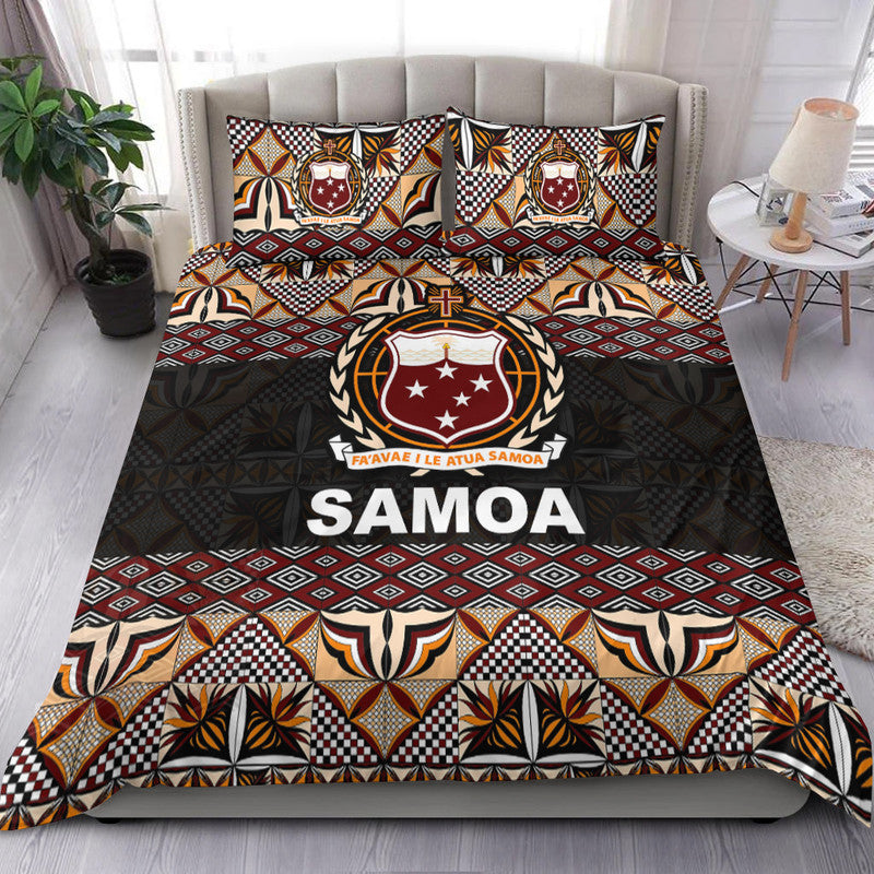 Samoa Bedding Set Siapo Patterns LT6 Black - Polynesian Pride