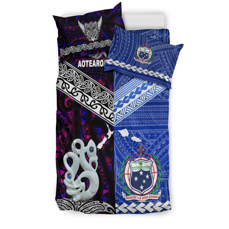 New Zealand And Samoa Bedding Set Together - Purple LT8 - Polynesian Pride