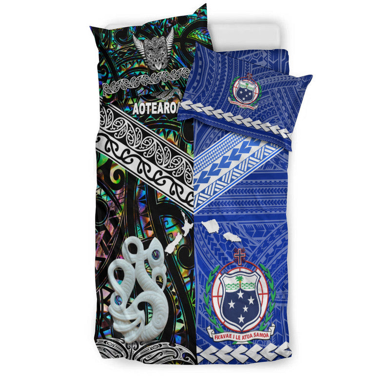 New Zealand And Samoa Bedding Set Together - Paua Shell LT8 - Polynesian Pride